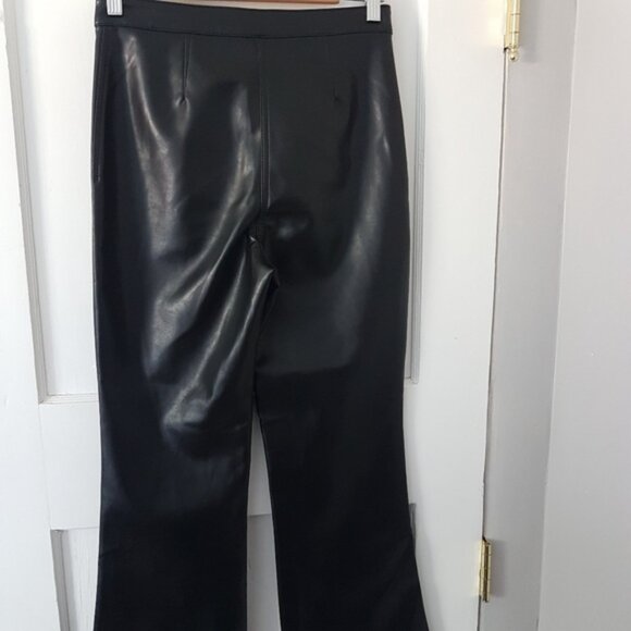 Aritzia Wilfred Adele Vegan Faux Leather Ankle Flare Pant Black Sz 4 - Picture 10 of 13